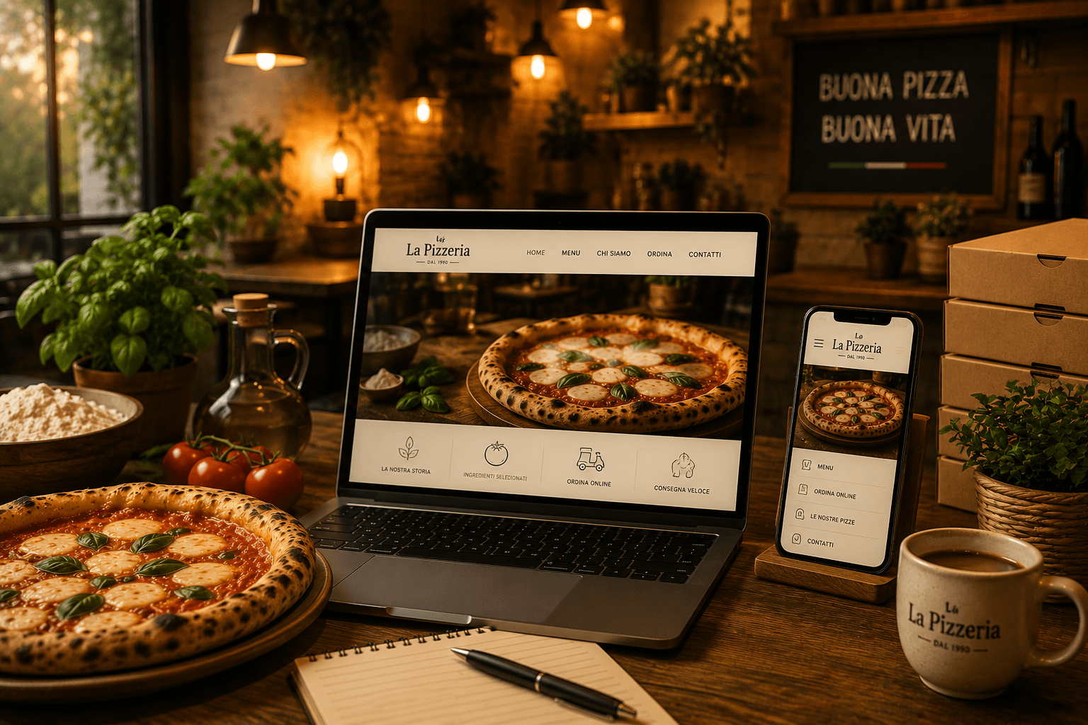 Visibilité digitale et site internet pour pizzeria — référencement local, commande en ligne et présence sur Google